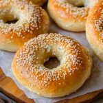 almond flour and cottage cheese bagels on wooden table