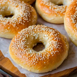 Almond Flour and Cottage Cheese Bagel Low-Carb - 3 Ingredients 6 almond flour and cottage cheese bagels on wooden table