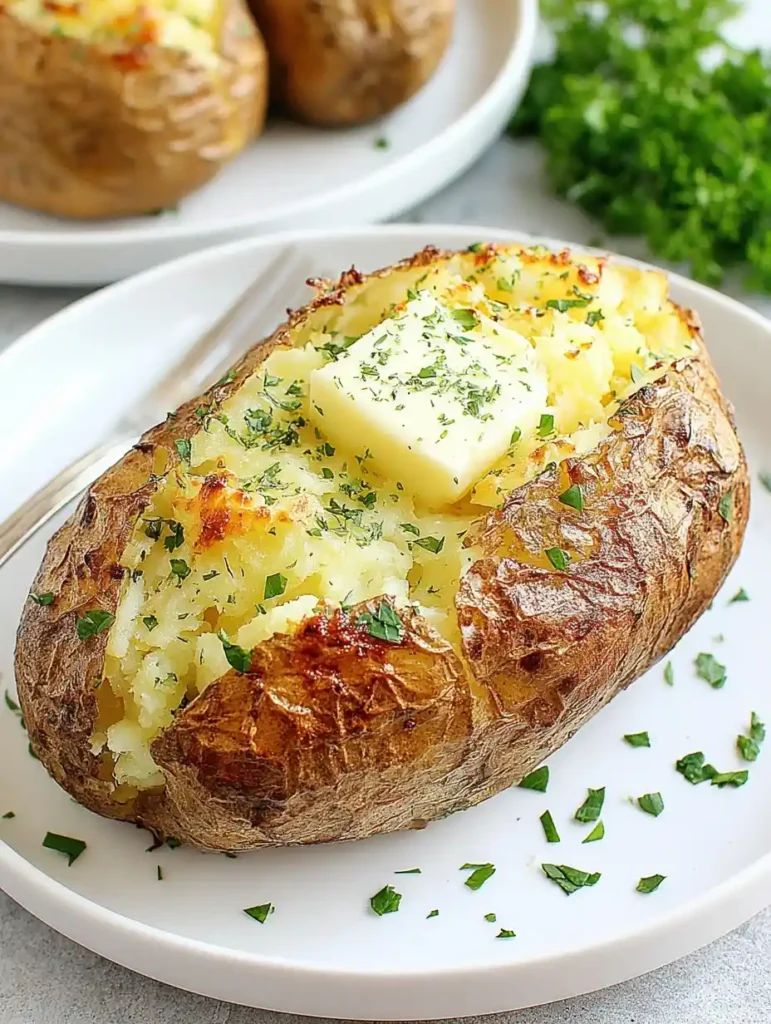 Air Fry Baked Potato – Crispy & Irresistibly Perfect in 40 Mins 5 Hot air fried baked potato with melting butter